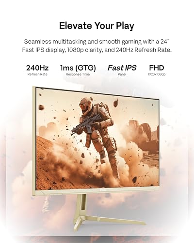 Image of Pixio PX249 Wave Champagne Gold 24 inch 240Hz Refresh Rate FHD 1080p Resolution Fast IPS Panel 1ms GTG Response Time Built-in Speakers Gaming Monitor with Adaptive Sync