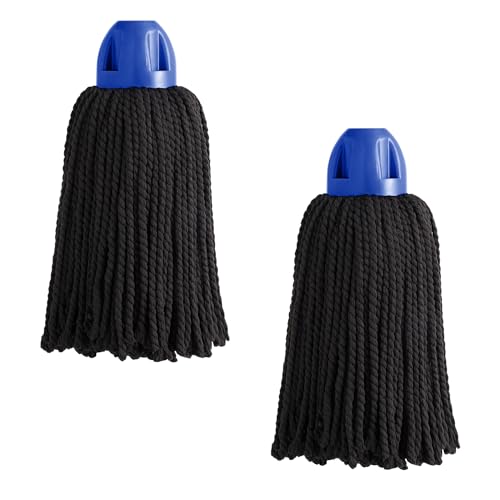MAYA Fregona MAX Pro. Limpieza Eficiente y Duradera para Superficies Lisas. 100 % Microfibra. Extra Absorbente y Escurrefacil. Rosca Universal. Pack de 2 Fregonas (Casquillo Azul)