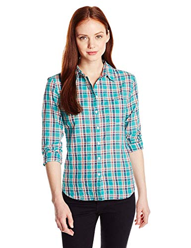 Dockers Women's Petite Perfect-Pattern Relaxed-Fit Long-Sleeve Shirt