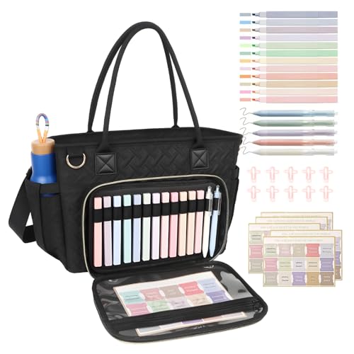 Large Tote Bag for Women, 13.4 Inch Laptop Work Tote, Quilted Teacher Tote Bag, Bible Carryall & Multifunctional Shoulder Handbag for Work, School, Office, Daily Use, Travel