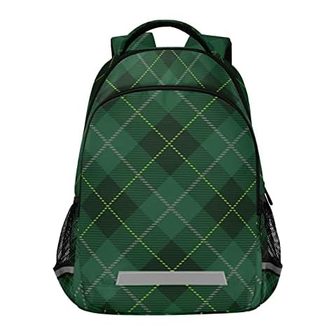 Tartan Vertical Green Art Backpack Student Bookbags for Travel Hiking Kid Girls Boys Cover