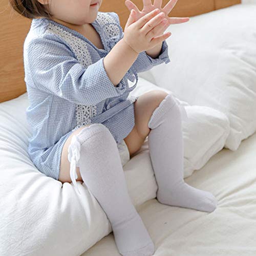 Century Star Baby Knee High Socks Girls Bow Ruffled Tube Socks Toddlers Infant School Uniform Leggings Long Stockings 6-18 Months M thumb #2