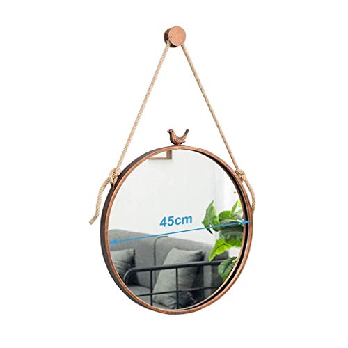 Wszjj Nordic Wrought Iron Wall Mounted Round Mirror, Bathroom Cosmetic Mirror Round Decorative Mirror Bathroom Creative Mirror #TOP2