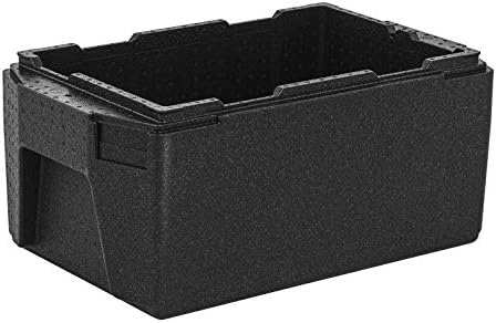 Cambro Thermo Box Food Delivery Box Food Transporter GN 1/1 (20cm Deep) XXL Handles EPP180LHSW110 (Foam (Expanded Polypropylene EPP), Black, 53.8x35.5x25.5cm)