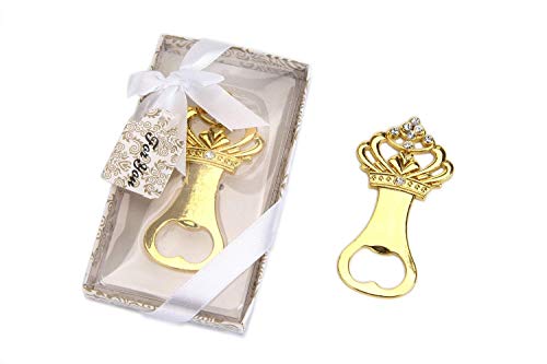 24 pcs Gold Bottle Openers Wedding Favors Decorations, Gift Box, Crown Shaped, Party