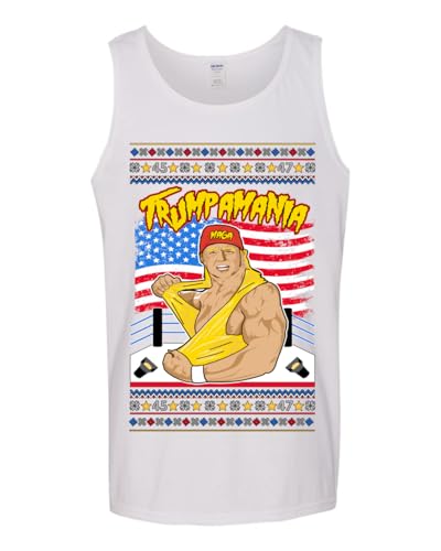 Trumpamania Funny Hogan 80s Sports Parody Donald Vance 2024 Ugly Christmas Mens Tank Top2