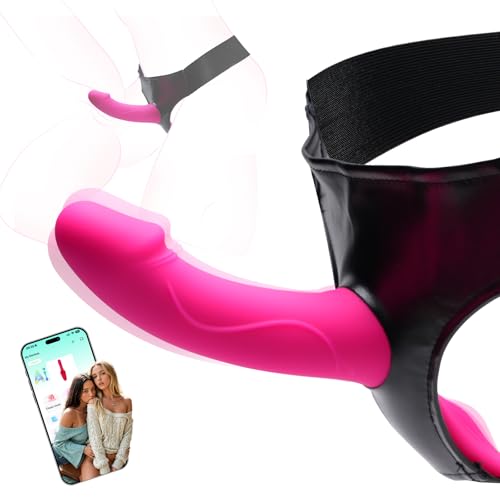 Adult Sex Toys Strap On Dildo Vibrator Lesbian Sex Toy, APP Adult Toys Dildos with 9 Vibrations G Spot Clit Stimulation Vibrators, Strapon Vibradores Sex Novelties Couples Women Sex Toys