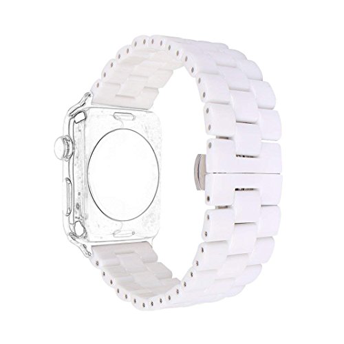 Ceramic Band Strap Fashionable Smartwatch Wristband Bracelet Compatible with Apple Watch 42mm Series 11 10, 41mm Series 9 8 7, 40mm Series 6 5 4 SE, 38mm Series 3 2 1 (White,Style 2)