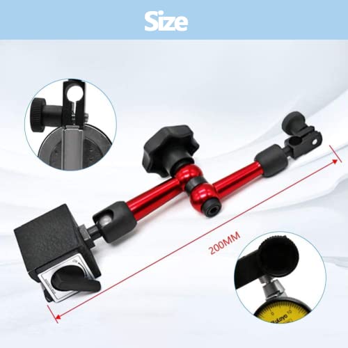 Messuhr mit Magnethalter 0~0,8 mm Magnet-Messstativ mit Messuhr Metall Flexible Starke Magnetische Standfuß Basis Halter + Hebel Messuhr Anzeige Stoßfest