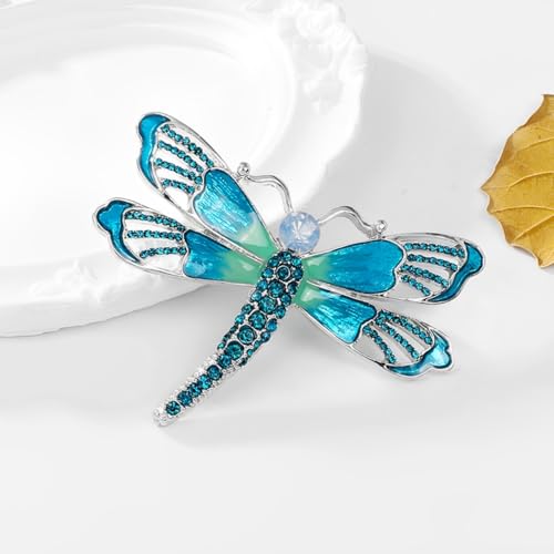 Image of Dragonfly Brooch Rhinestone /Enamel Dragonfly Brooches Lapel Pin for Women Elegant Outfits Dragonfly Jewelry Gifts