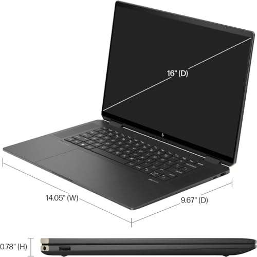 Image of HP Spectre x360 2-in-1 Laptop 16 inch 120Hz WQXGA IPS Touchscreen Intel Evo 16-Core Ultra 7 155H 16GB LPDDR5 4TB SSD Thunderbolt 4 Wi-Fi 6E Backlit Keyboard Fingerprint 9MP IR Camera Win10 Pro
