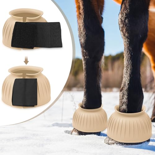 Image of Abbylike Bell Boots for Horses 1 Pair /2 Pair Available, Protect Against Hoof Impact Trauma, Rubber Bell Boots Horse Care for Turnout, No Rub Design Wrap Hook and Loop
