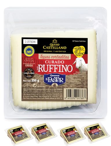 Queso El Pastor - Cuñas Cortadas - Envío 24 h - 1 kg de Queso Castellano Zamorano curado - Medalla de Oro World Cheese Award (4 Cuñas)