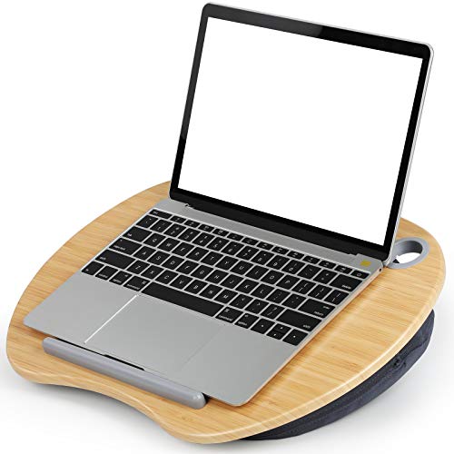 HUANUO Soportes para portátiles con Cojín en Cama y Sofá, Estante de Libros/Almohada/Mesa de Rodilla con Orificio de Cable y Tira Antideslizante, Apto a Laptop hasta 15,6”