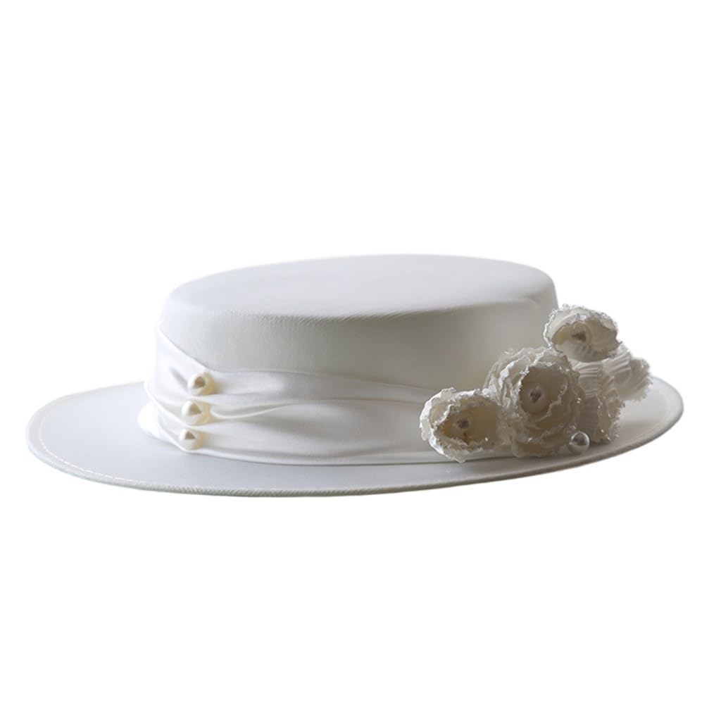 Chapeau haut en satin blanc à bord court pour femme idéal en été