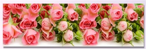 Diamond painting fleurs roses kit complet 5D DIY grand format 50x100cm pour loisirs créatifs