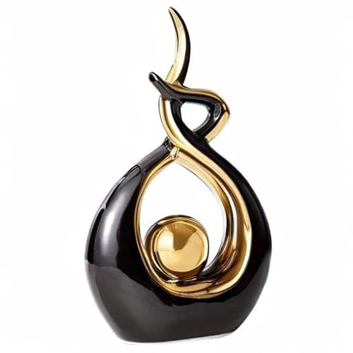 Norrclp Home Decor Modern Abstract Art Ceramic Statue Table Decorations for Dining Room Living Room Office Centerpiece, Black and Gold