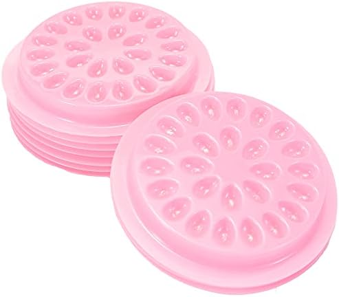 100 PCS Disposable Plastic Glue Pallet Pad for Eyelash Extensions Flower Shaped Lashes Gasket Adhesive Pigment Holder Base for Nail Art or Tattoo Ink (Pink)