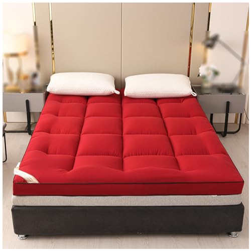 Generic - Matelas Futon Japonais - Tatami Doux - Tapis De Sol pour Adultes - Portable Et Pliable - pour Camping, Chambre d'amis,Rouge,10x120x200cm(47x79in)