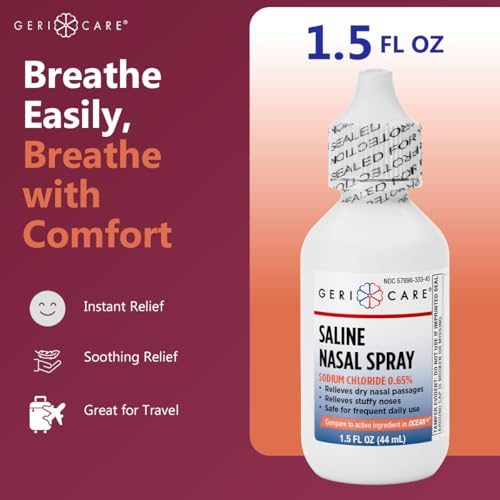 GeriCare Saline Nasal Spray 1.5 FL OZ Moisturizing Spray Sodium Chloride 0.65% (Pack of 2) - Thumbnail 4