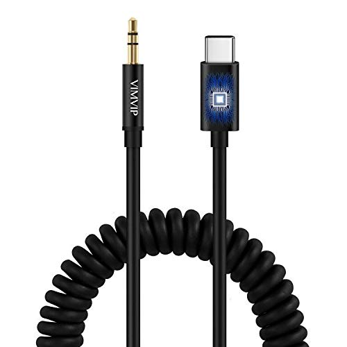 VIMVIP Type C to 3.5mm Audio Cable, USB C to 3.5mm Male Car Aux Adapter Cord for Car/Home Stereo, Headphones, Speaker (Black)