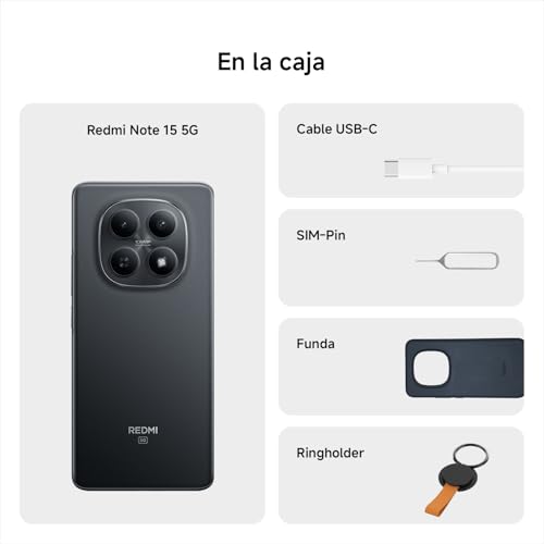 XIAOMI Redmi Note 15 5G, Smartphone 8+256 GB, Ultra-slim Design, IP65 Water Resistance, 108MP Super-clear Camera, 6.77" FHD+ Display, Black, Warranty 2 years, Charger Not Included - 5