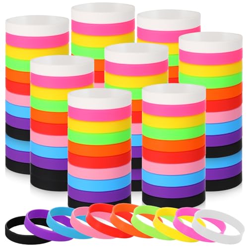 Image of Liliful 100 Pcs Silicone Rubber Wristbands Rubber Wristband Bracelet Bands for Silicone Wristbands for Women Men(Colorful)
