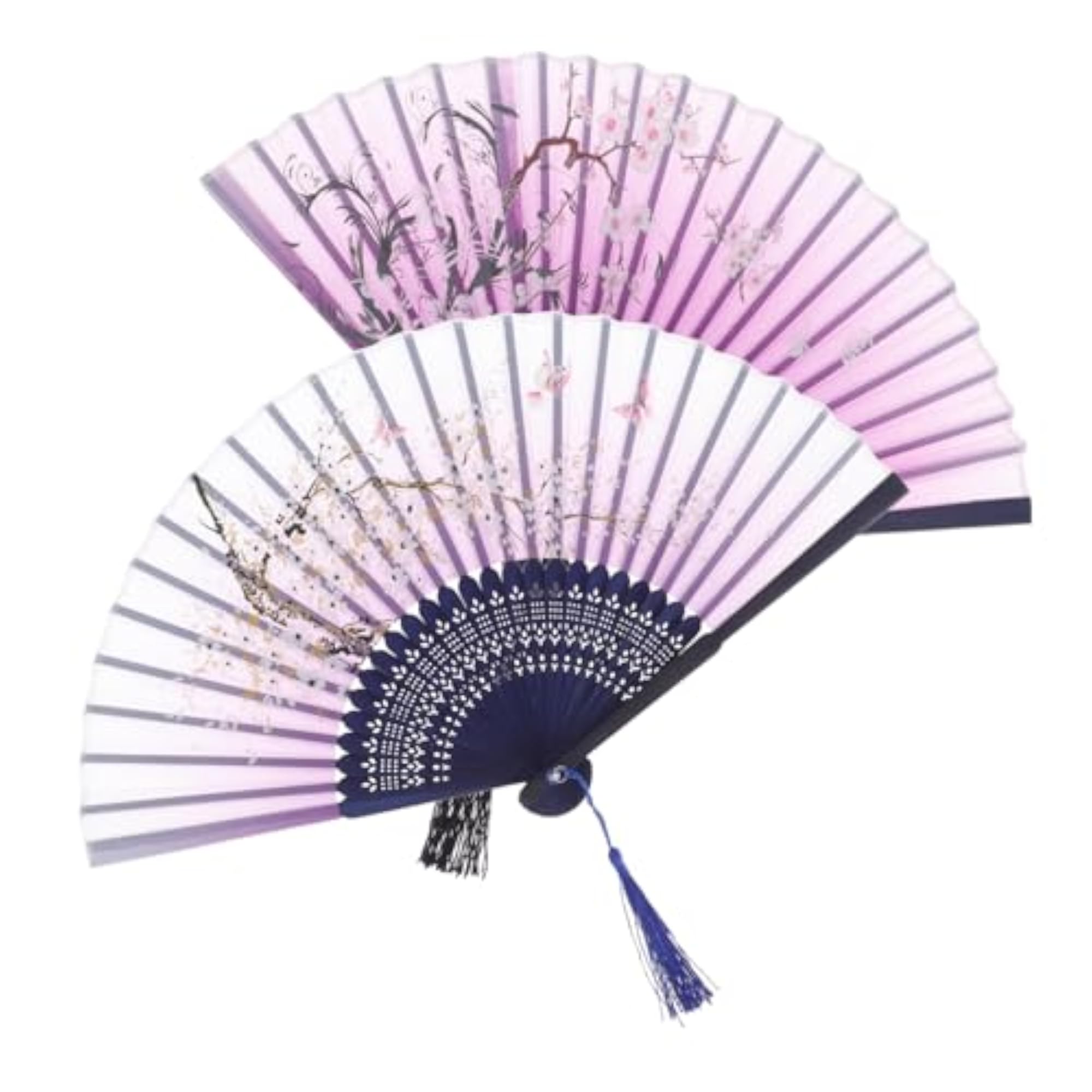 2pcs Classical Folding Hand Fan Set, Retro Dance Props
