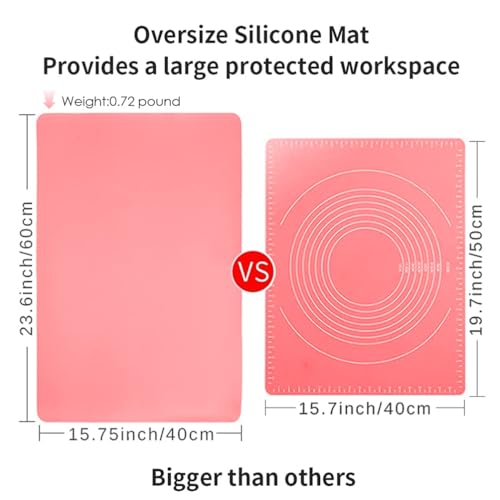 Extra Large Silicone Table Mat, Silicone Mat for Crafts Kids Dinner Placemat Desk Countertop Protector Heat Resistant Baking Mat Reusable Dough Rolling Pad Fondant Mat, Pink (23.62x15.75 inches) by QPIX DIGITAL - Image 5