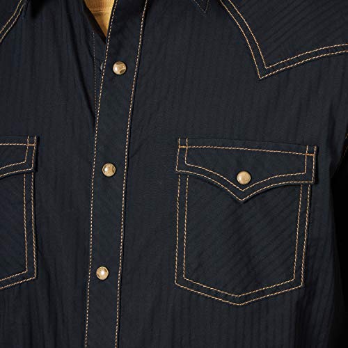 Wrangler Men's Retro Two Pocket Long Sleeve Snap Shirt, Black, X-Large #TOP2