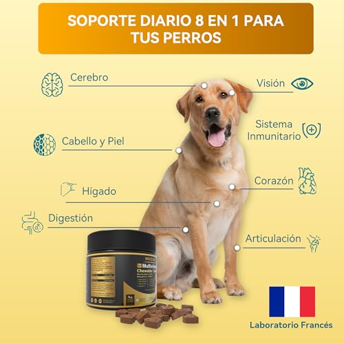 Meloive 8 en 1 Multivitaminas para Perro | Suplementos para Perros | Aumenta la Inmunidad,el Rendimiento Físico,la Salud de la Piel y Las Aticulaciones | con Pollo | 120 Compléments - imagen 3