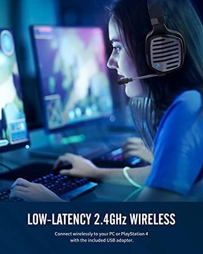 XIBERIA G02 Pro 2.4GHz Wireless Gaming Headset with Mic, 17-Hour Battery Life, Detachable Magnetic Ear Cups, Compatible with PS5, PS4, PC