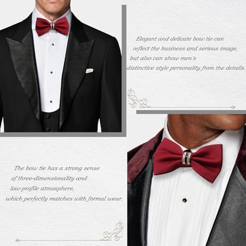 BOROLA Conjunto de Gravata Borboleta Masculina Formal com Design de Diamante Negócios, com Brilho de
