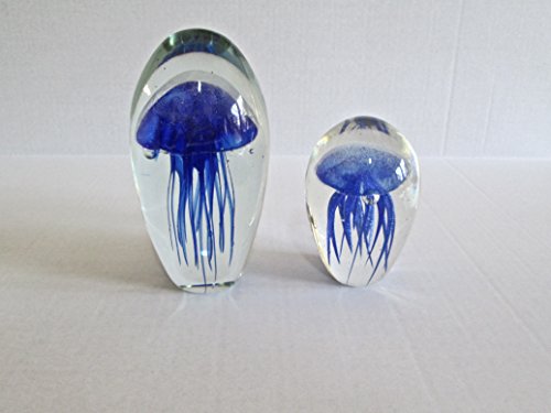 Blue 4.5" And 6" Jellyfish Paperweight Nautical Art Decorative Gift Glow In The Dark #TOP4