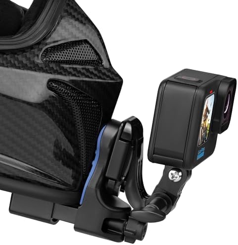 Action Camera Chin Mount for Motorcycle and Dirt Bike Helmet, with Extension J Hook, Compatible for GoPro Hero 13-5, Insta360 X3 Ace Pro, DJI OSMO Action 3/4/5, and Other Action Cameras