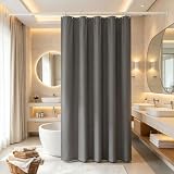 LIUNADM Duschvorhänge 95 x 170 cm Antischimmel Textil, Wasserabweisend Badezimmervorhang mit Haken Beschwerter Saum für Badezimmer, Badewanne, Dunkelgrau