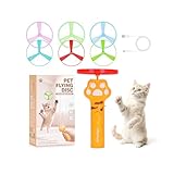 AGIFTMIND Cat Fetch Toy, Rechargeable Flying Disc Launcher with 6 Flying Discs, Cat Interactive Hunting Toys for Outdoor & Indoor (Yellow)