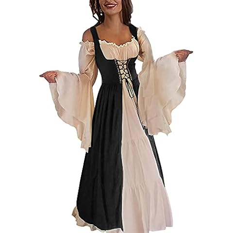 Vestido renacentista negro con volantes y mangas de hechicera Cover