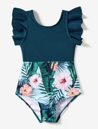 PATPAT Family Matching Swimwear Floral Print Sleeveless Ruffled One Piece Bathing Suits3