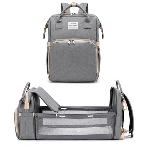 Bolsa Maternidade Multifuncional com Berco Portatil Mochila Resistente para Mamae e Bebe