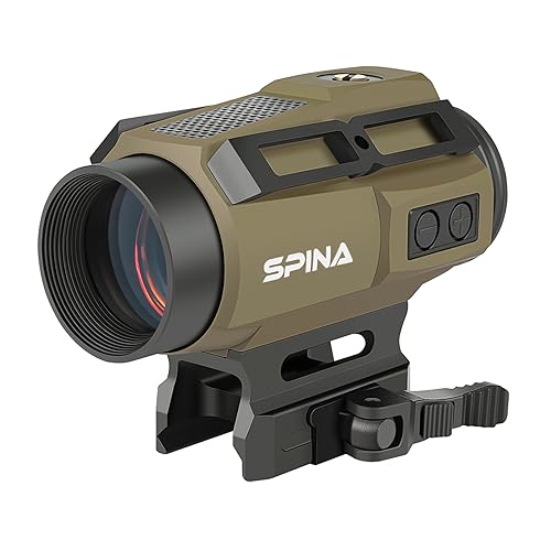 SPINA OPTICS SYM-30T Mirino ottico per fucile a energia solare con reticolo a punto/cerchio crociato (2 MOA), 7 livelli di luminosità e attacco rapido QD (colore TAN)
