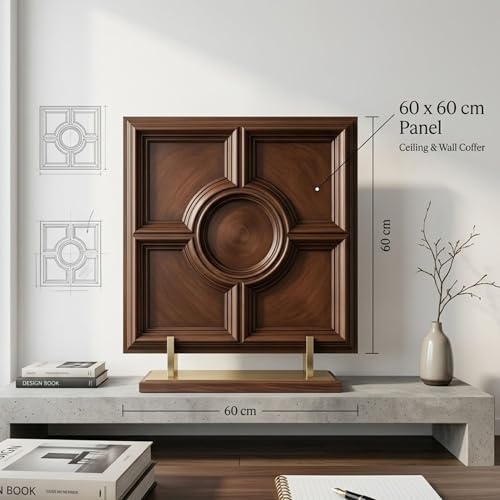 Image of Kayra Decor PVC Ceiling Panel 60x60 cm|Regal Medallion Panel|Red Copper|50 Tiles Cover 200 Sq Ft| Modern False Ceiling|Royal & Elegant Finish