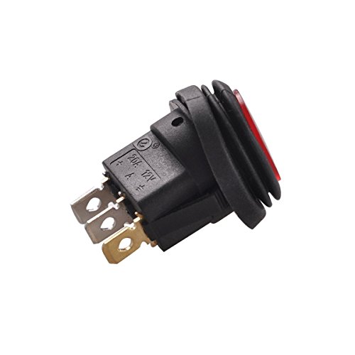 Lightronic 12V Dc 20 Amp Round On/Off Rocker Switch Ip65 Waterproof Auto Boat 3P Spst Red Led Indicator(10Pcs, Red) #TOP4