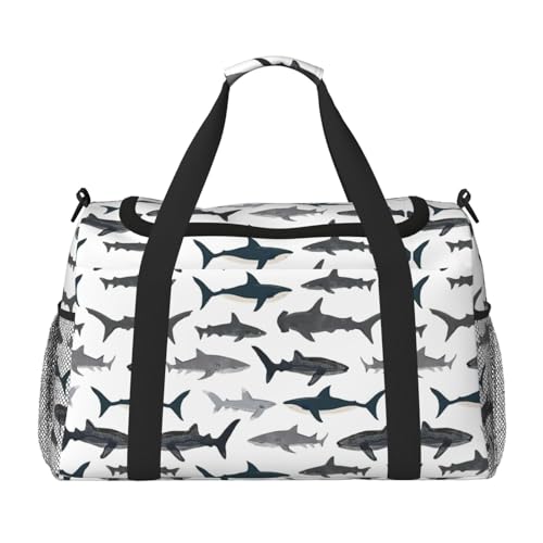 Sharks - Bolsa de viaje náutica, bolsa de fin de semana, fin de semana, durante la noche, para entrenamiento, deporte, hospital