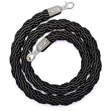 Rungenseil, Länge 1 M Bis 3,5, Durchmesser 3,2 Cm, Absperrseile For Warteschlangen Mit Silbernem Haken For Pfosten, Ständer, Trennwände, Massenkontrolle Im Hotel, 11 Farben(Black,1m(3.28ft))