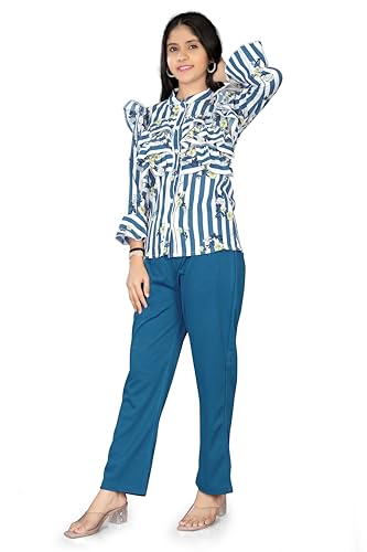 Image of Girls /Kids Printed Floral Designer Top and Palazzo Set Crop Top and Palazzo Set Printed /Fancy Palazzo and top Set for Girls with tie in Waist