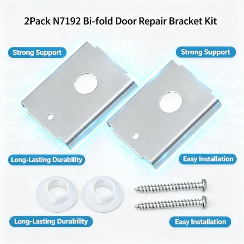 Kit de herrajes para puerta plegable bi-fold 2 piezas para puertas de madera de 1-3/8 pulgadas, soportes de acero para montaje superior o inferior miniatura 3