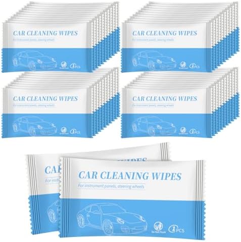 Car Cleaning Wipes, Set of 100 Individually Wrapped Wipes, Fast C...
