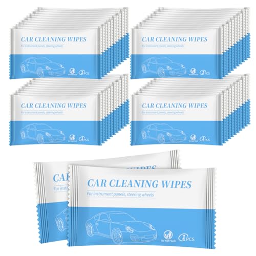 Car Cleaning Wipes, Set of 100 Individually Wrapped Wipes, Fast C...