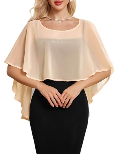 Classic Women Chiffon Shawls and Wraps Evening Dress Wedding Cape Cover Up Capelets